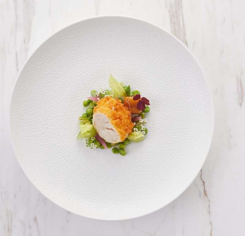 Crusted Veal Sweetbread, Green Pea Celery Texture, Burrata Cream, Veal Jus -All4Chefs Summer menu challenge 2025 & Chef's Table Bangkok
